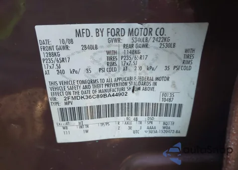 2009 Ford Edge Se from USA, damaged, VIN 2FMDK36C89BA44902